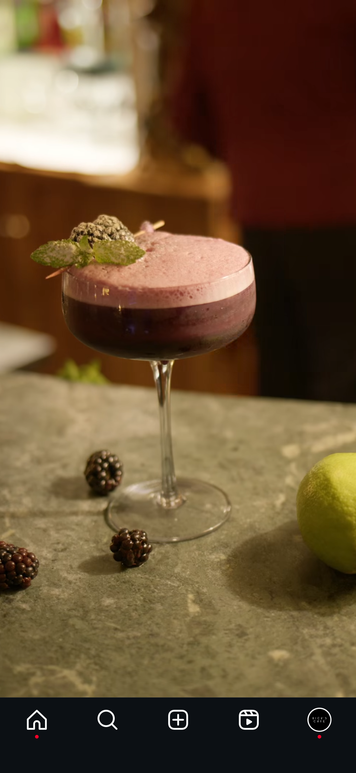 A berry cocktail with mint served at Rick’s Café Casablanca